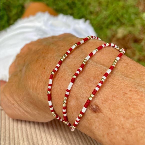 Memphis Gameday stack! miyuki delicas seed beed +14k gold filled bead bracelets - Picture 11 of 15